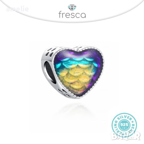 Промо -30%! Талисман Fresca по модел Pandora Пандора сребро 925 Mermaid's Heart. Колекция Amélie, снимка 1