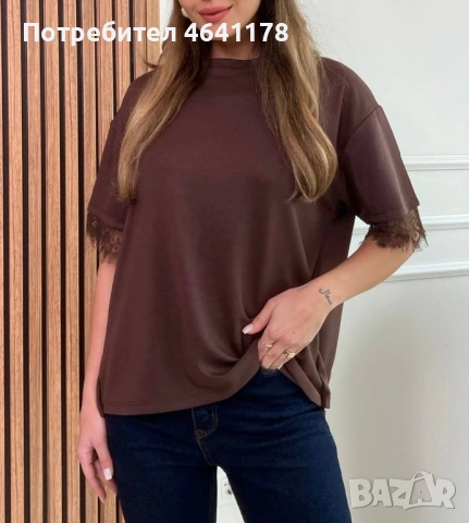 Дамска тениска с дантела, снимка 4 - Тениски - 54127720