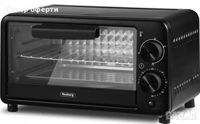 Фурна мини Rosberg, 800W\9л. до 230°C, Черна, 2 ГОДИНИ ГАРАНЦИЯ, снимка 2 - Печки, фурни - 49778923
