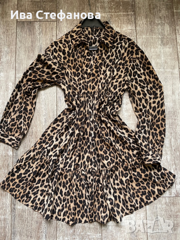 Нова разкошна ежедневна елегантна леопардова тигрова рокля волани , снимка 4 - Рокли - 45072416