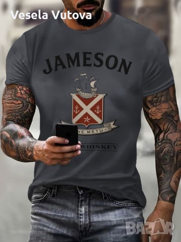 Мъжка тениска с къс ръкав,щампа на ирландско уиски,ежедневна дишаща материя