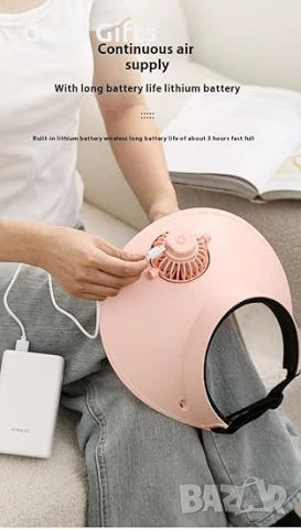 Шапка с козирка и вграден вентилатор – USB зареждане, 3 скорости, въртяща се перка, защита от слънце, снимка 6 - Шапки - 51060400