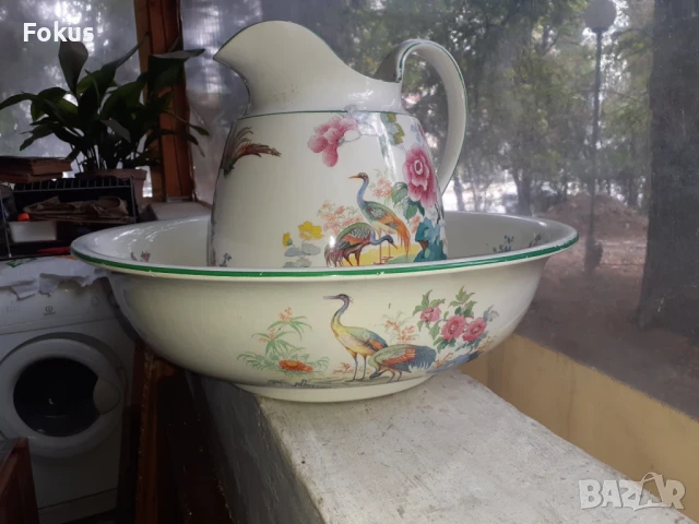 Огромни кана с леген порцелан Grimwade Bros - Staffordshire, снимка 2 - Антикварни и старинни предмети - 51043414