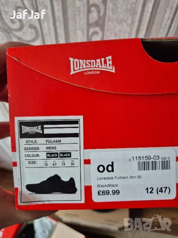 Спортни оригинални обувки Lonsdale Fulham Mens Trainers размер 12/47 - 31см. стелка, снимка 5 - Спортни обувки - 48461654