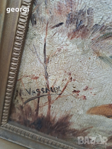 две антични картини маслени бои върху платно на художника M. Vasseax, снимка 12 - Картини - 54029832