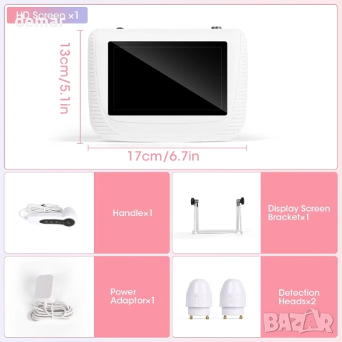 5-инчов HD екранен скенер на кожа и коса с 50X/200X увеличение, снимка 7 - Друга електроника - 54014177