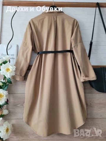 Кафява рокля тип риза ZARA , снимка 8 - Рокли - 54096031