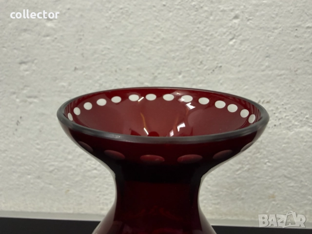 Рубинено червена ваза -  Егерман. №7723, снимка 6 - Антикварни и старинни предмети - 52789259