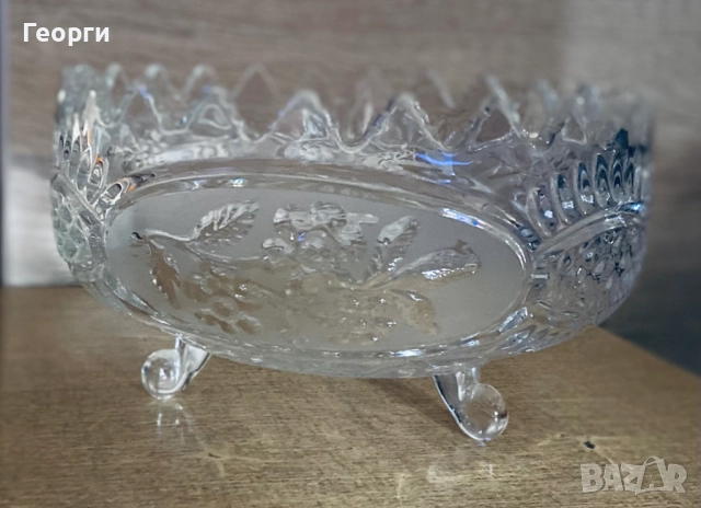 Винтидж кристални ваза/купа/фруктиера, снимка 6 - Антикварни и старинни предмети - 51986608