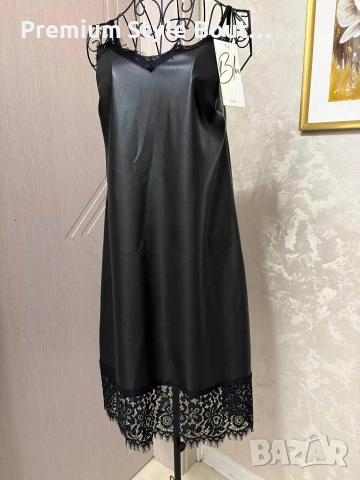 кожена рокля с дантела , снимка 2 - Рокли - 54098527