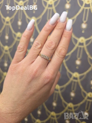 Златен пръстен с диамант, снимка 5 - Пръстени - 53964099