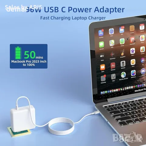 Зарядно за MacBook Pro и MacBook Air, 96W включва USB-C към USB-C кабел, снимка 6 - Друга електроника - 49809441