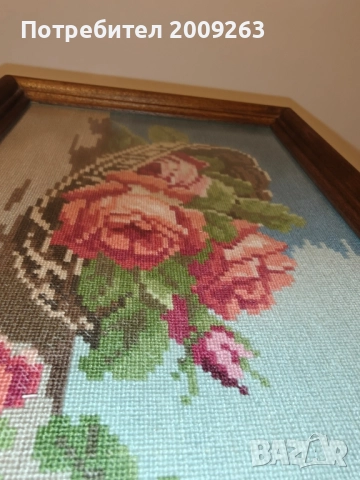 Гоблен с рози 31х22 см., снимка 6 - Гоблени - 51945875