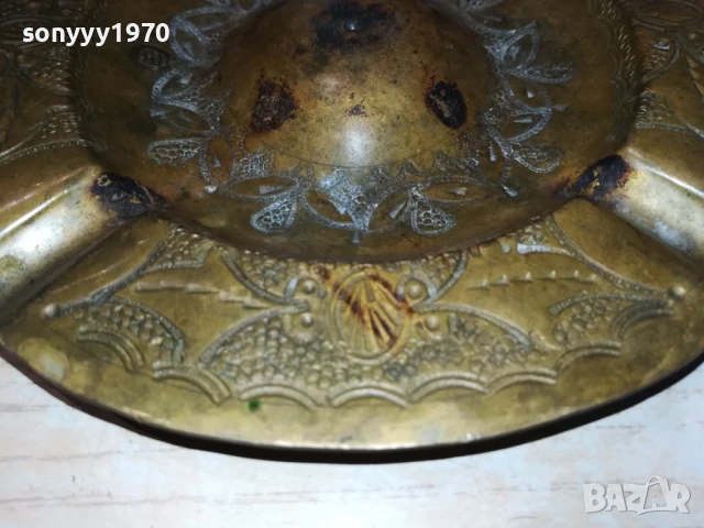 ПЕПЕЛНИК-МЕД/МЕСИНГ 17СМ ВНОС ГЕРМАНИЯ 0208252008LCHERY, снимка 6 - Антикварни и старинни предмети - 51230205