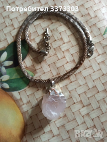 Колие с розов кварц, снимка 2 - Колиета, медальони, синджири - 53871866