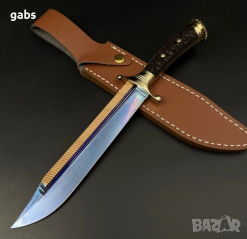 Голям трофеен нож TERMINATOR с кожена кания,LN430, снимка 12 - Ножове - 52662789