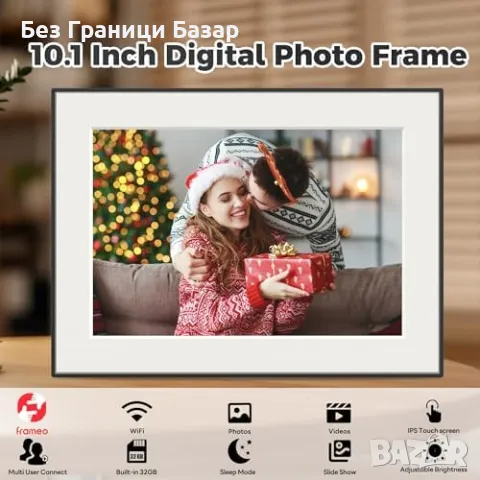 Нова Смарт дигитална рамка Frameo 10.1" HD, авто-ротация, WiFi за снимки, снимка 7 - Друга електроника - 49409545