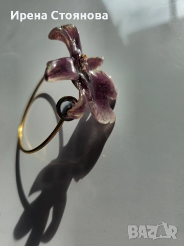 Гривна с естествен цвят на орхидея Miltonia. , снимка 2 - Гривни - 53737993