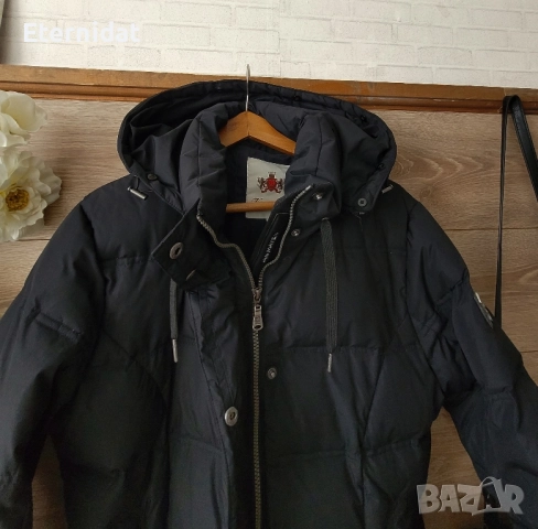 Черно зимно яке с качулка гъши пух VANNICCI , снимка 8 - Якета - 52142618