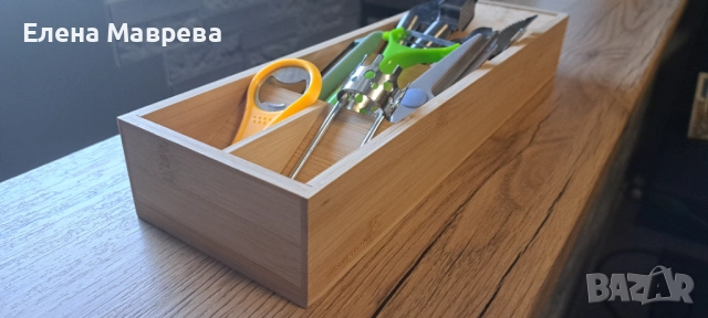 Бамбуков органайзер за прибори , снимка 4 - Аксесоари за кухня - 51544760