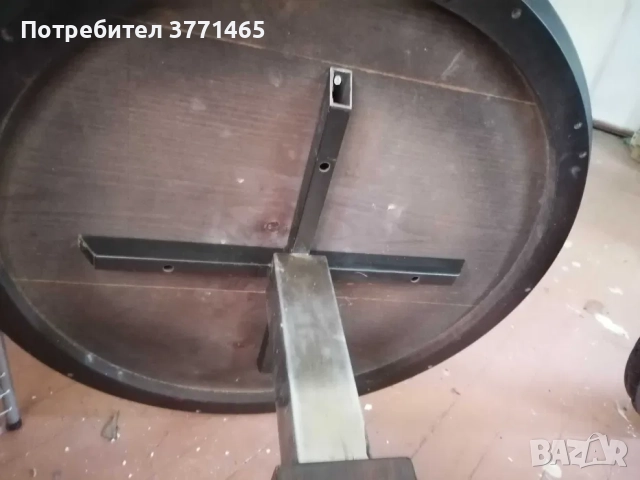  Кръгла маса диаметър 60см, масивно дърво и инокс, снимка 3 - Маси - 52575383