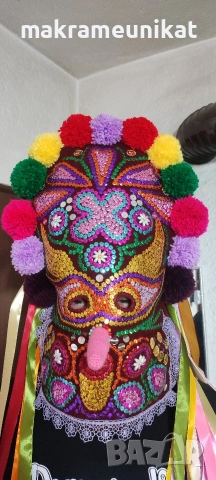 Кукерска маска, гугла, нова, Новодел, уникат, ръчна изработка , снимка 2 - Декорация за дома - 46988271