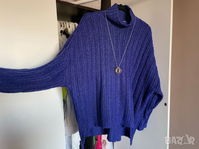 H&M Divided Дамски син оувърсайз пуловер, L, снимка 4 - Блузи с дълъг ръкав и пуловери - 45717480