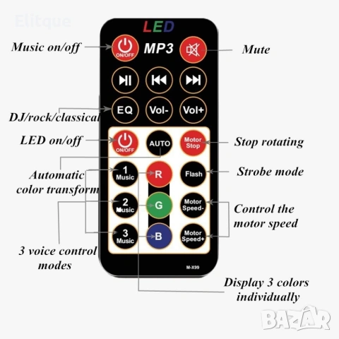 Диско LED лампа с дистанционно управление и USB флашка 💡🎶, снимка 10 - Друга електроника - 53297904
