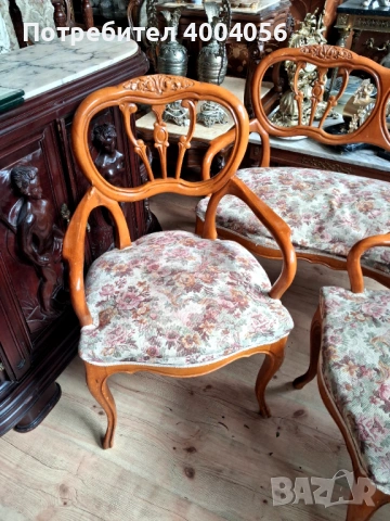 Диванче с кресла, снимка 6 - Антикварни и старинни предмети - 53574063