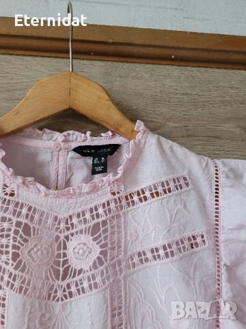 Розова блуза памучна материя с бродерии цветя , снимка 9 - Корсети, бюстиета, топове - 45404527