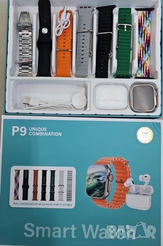 Смарт часовник P9 със слушалки и 7 различни каишки подходящи за всеки повод, снимка 5 - Смарт часовници - 46439204