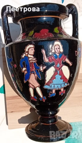 Старинна, ръчно рисувана ваза., снимка 2 - Антикварни и старинни предмети - 50926215