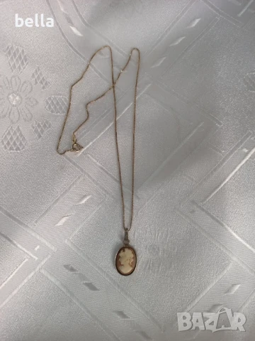 Сребърно старо антикварно колие - медальон камея -800 проба., снимка 2 - Антикварни и старинни предмети - 50848790
