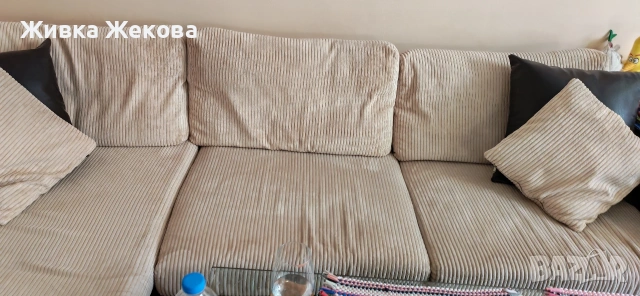 диван кадифе и кожа, снимка 4 - Дивани и мека мебел - 53752387