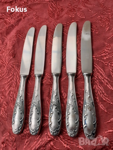 Стари антикварни посребрени ножове Silkema Solingen - 5бр.