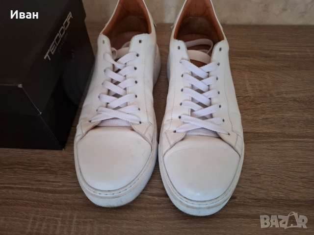 Бели кецове TEODOR 43 - Естествена кожа, снимка 2 - Кецове - 53143446