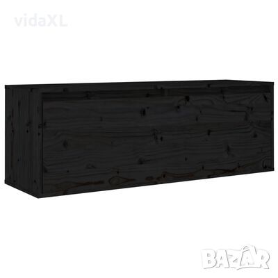 vidaXL Стенен шкаф, черен, 100x30x35 см, борово дърво масив(SKU:813473, снимка 1 - Шкафове - 46058901