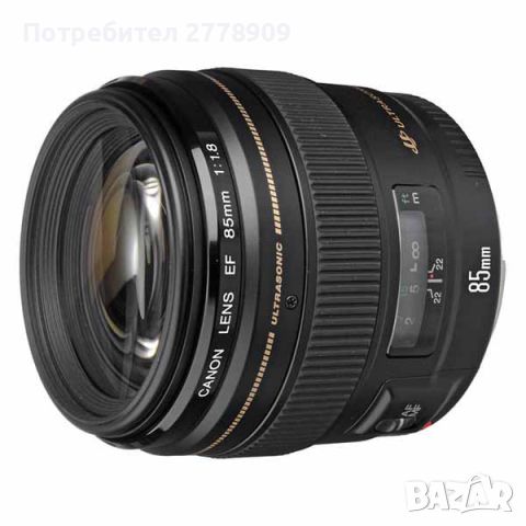 Canon EF 85mm F1.8 USM в безупречно състояние + сенник, снимка 1 - Обективи и филтри - 45263960