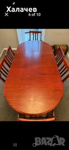 Масивна маса с 6 стола, снимка 3 - Маси - 53283701