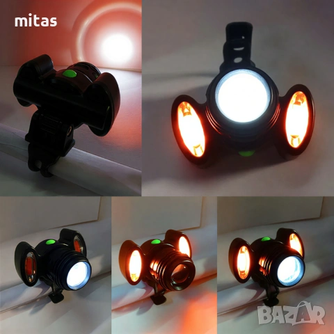 LED светлина за велосипед, Фар с три светлини, Ръчен фокус, 600Lumens, снимка 10 - Аксесоари за велосипеди - 27236841
