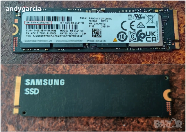  1024GB Samsung EVO 980 Pro OEM 1TB SSD NVMe 7000/5100mb read/write Samsung PM9A1 работил 27 дни , снимка 3 - Твърди дискове - 53902407