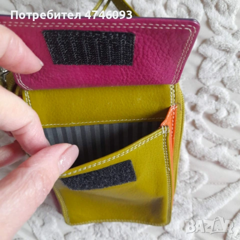 чантичка / портмоне многоцветна , естествена кожа