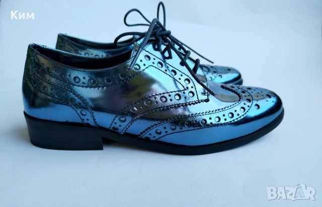  Обувки в синя кожа Minelli, снимка 3 - Дамски ежедневни обувки - 45162217