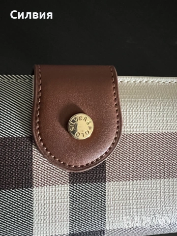 Дамско  портмоне от еко кожа в кафяво каре Silver Polo, снимка 3 - Чанти - 53906665