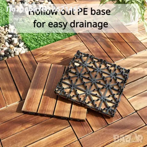 Дървени декинг плочки за двор или тераса, кафяви WPC плочи, 30х30 см, снимка 3 - Декорация за дома - 49833795