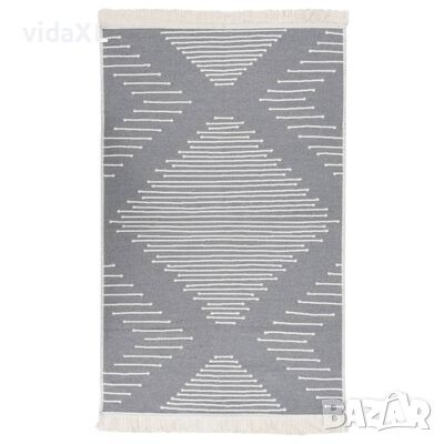 vidaXL Килим, тъмносив, 120x180 см, памук(SKU:340132, снимка 1 - Килими - 46218302