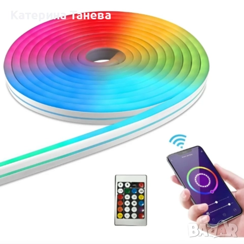 Интелигентна неонова Led лента - 5 метра, снимка 2 - Други - 52319056