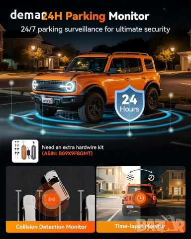 WOLFBOX 60FPS Видеорегистратор, 2.5K+1080P предна и задна камера, снимка 8 - Камери - 51688771