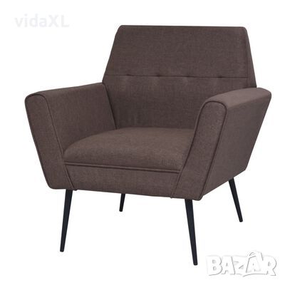 vidaXL Фотьойл, кафяв, стомана и текстил（SKU:245518, снимка 1