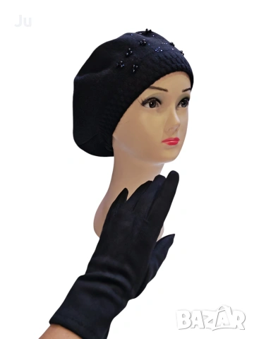 шапка и ръкавици кашмир комплект за жени стилистен комплект за подарък , снимка 2 - Шапки - 53274104